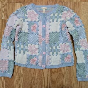 Matilda Jane Girls Patchwork Sweater Cardigan Flowers Pastel 8